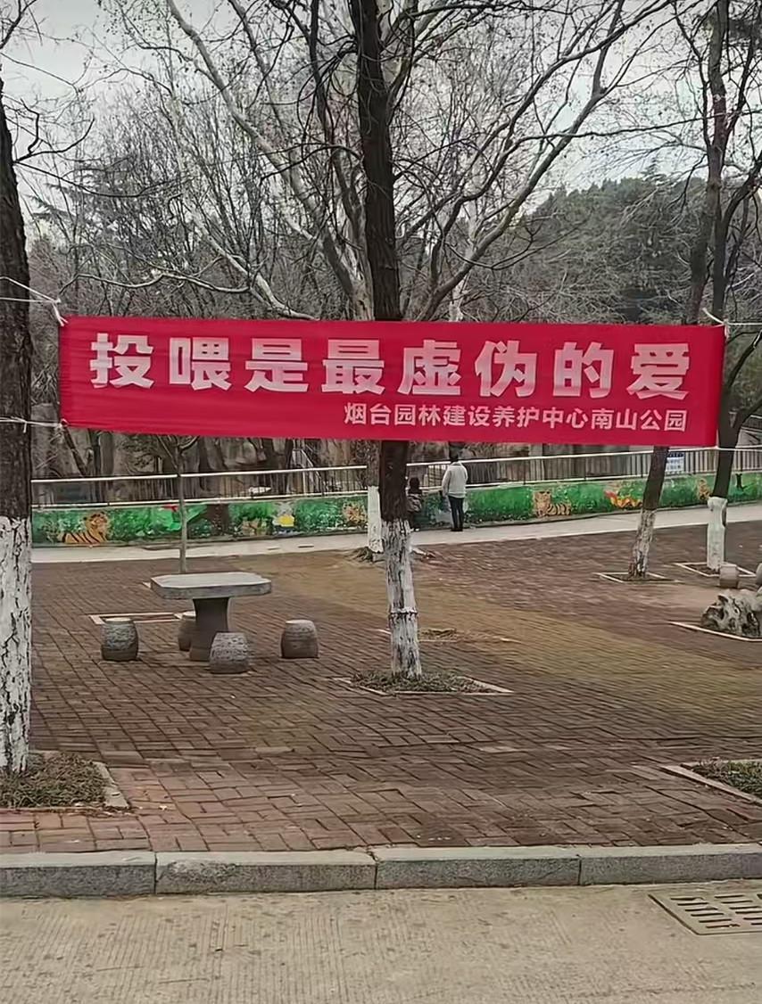 500彩票网体育机构-“投喂是最虚伪的爱！”烟台一动物园标语被指豪横，园方回应“卖投喂食品强制爱”质疑